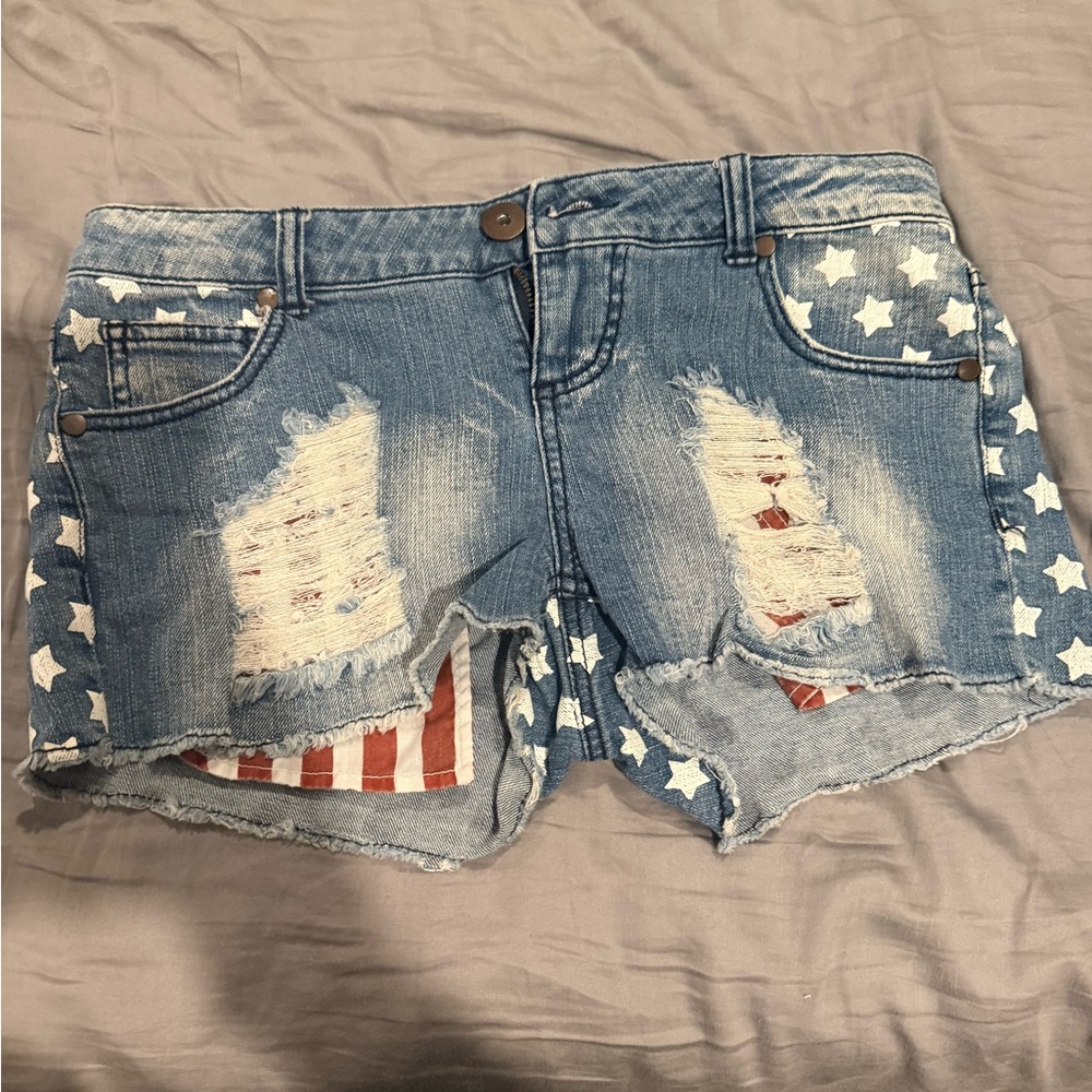 Denim Star-Patterned Women's Shorts